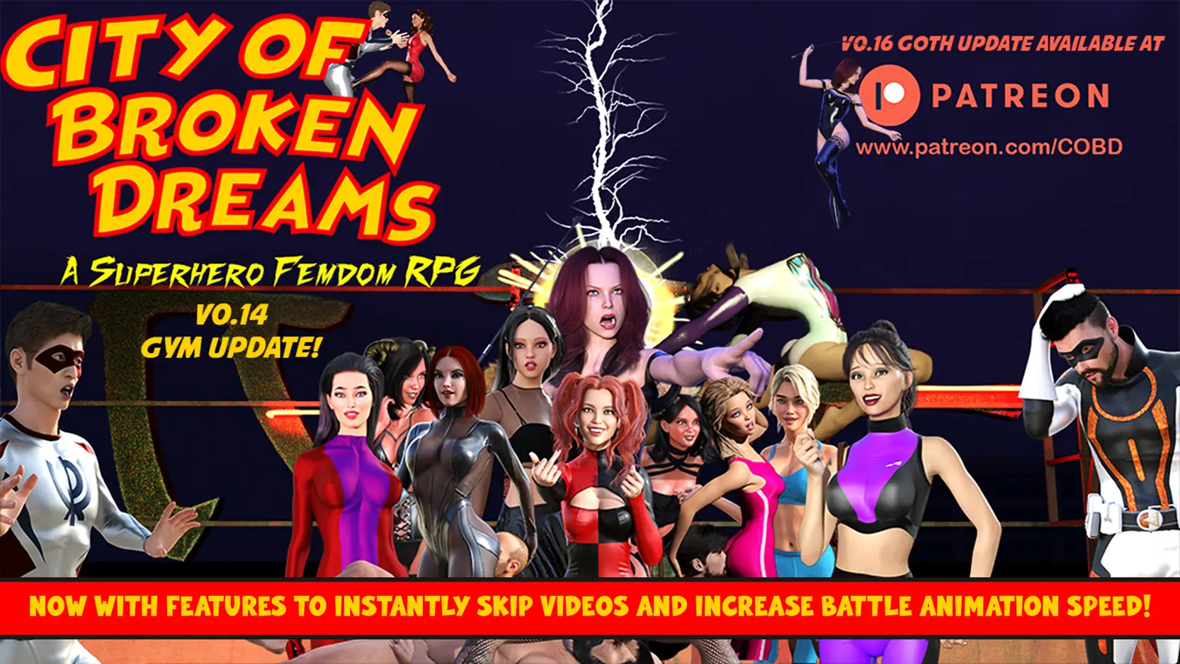 City of Broken Dreams: A Femdom Superhero Game - v0.161 Adult game cover
